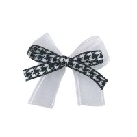 Gauze Hair Accessories DIY Findings, with Polyester, Bowknot, handmade, white and black 