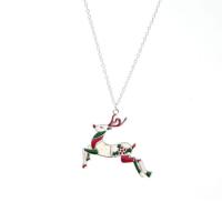 Christmas Jewelry Necklace, Zinc Alloy, Deer, platinum plated, for woman & enamel, multi-colored, 500mm 