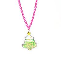 Christmas Jewelry Necklace, Zinc Alloy, with Plastic, Christmas Tree, for children, pink Approx 17.7 Inch 