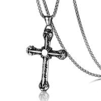 цинковый сплав Ожерелье, с цепь из нержавеющей стали, Kресты, Мужский & чернеют, длина:Приблизительно 23.6 дюймовый, продается PC