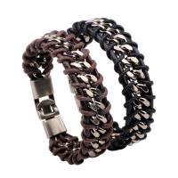 Cowhide Bracelets, Zinc Alloy, with cowhide cord, plated, fashion jewelry & Unisex 