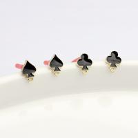Zinc Alloy Earring Drop Component, gold color plated, DIY & enamel, black  