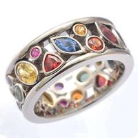 Rhinestone Zinc Alloy Finger Ring, Donut, silver color plated, fashion jewelry & for woman & with rhinestone, multi-colored, US Ring 