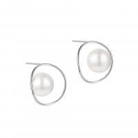 Sterling Silver Pearl Drop Earring, 925 Sterling Silver, with Shell Pearl, plated, fashion jewelry & for woman 16mm 
