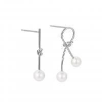 Sterling Silver Pearl Drop Earring, 925 Sterling Silver, with Shell Pearl, plated, fashion jewelry & for woman 