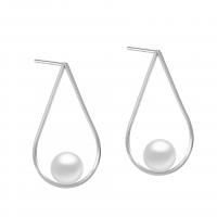 Sterling Silver Pearl Drop Earring, 925 Sterling Silver, with Shell Pearl, Teardrop, plated, fashion jewelry & for woman 