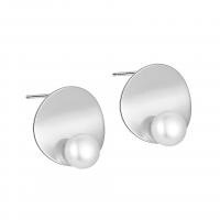 Freshwater Pearl Stud Earring, 925 Sterling Silver, with Shell Pearl, plated, fashion jewelry & for woman 20mm 