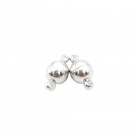 Brass Magnetic Clasp, Round, platinum color plated, DIY 