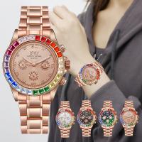 Bracelets de montre pour femmes, Acier inoxydable 304, avec verre, sans imperméable à l’eau & mouvement chinoise & avec strass, plus de couleurs à choisir, 40*10mm, Vendu par PC