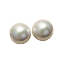 Shell Pearl Stud Earring, with Brass, Round, silver color plated & for woman, white 