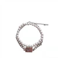 Plastic Pearl Bracelets, with Titanium Steel, silver color plated, Double Layer & fashion jewelry, silver color, Inner Approx 80mm .5 cm 