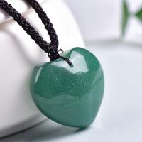 Зеленый авантюрин ожерелье, с Восковой шнур, Сердце, полированный, ювелирные изделия моды & Мужская, длина:Приблизительно 14 дюймовый, продается PC