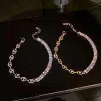 Cubic Zirconia Micro Pave Brass Bracelet, plated, fashion jewelry & micro pave cubic zirconia & for woman Approx 6.34 Inch 