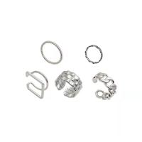 Zinc Alloy Ring Set, silver color plated, 5 pieces & fashion jewelry & Unisex, silver color, 17mm 