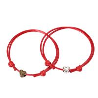 Couple Bracelet, Wax Cord, with Zinc Alloy, plated, 2 pieces & Adjustable & fashion jewelry cm 