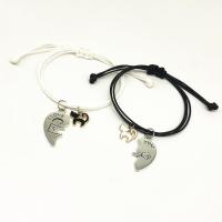 Couple Bracelet, Wax Cord, with Zinc Alloy, plated, 2 pieces & fashion jewelry & enamel cm 