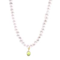Collier de perles en plastique, perle de plastique, avec cristal, avec 9.7cm chaînes de rallonge, Réglable & bijoux de mode & pour femme, blanc, 12mm .5 cm, Vendu par PC