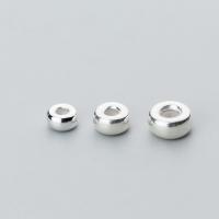 Sterling Silber Spacer Perlen, 925er Sterling Silber, mit Silikon, DIY, Silberfarbe, 7.5x7.5x4mm, verkauft von PC