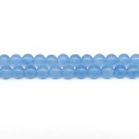 Blauer Chalcedony Perle, blauer Chalzedon, rund, poliert, verschiedene Größen vorhanden, himmelblau, Länge:ca. 15 ZollInch, verkauft von Strang