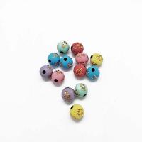 Acrylic Jewelry Beads, Round, plated, with cross pattern & DIY 8mm, Approx 
