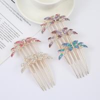 Decorative Hair Combs, Zinc Alloy, Flower, light gold color plated, vintage & for woman & with rhinestone 