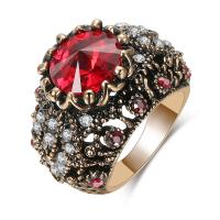 Rhinestone Zinc Alloy Finger Ring, with Glass Rhinestone, plated, fashion jewelry & for woman & with rhinestone 15mm 