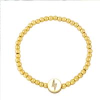 Cubic Zirconia Micro Pave Brass Bracelet, Lightning Symbol, gold color plated, elastic & micro pave cubic zirconia & for woman .7 Inch 