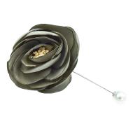 Cloth Brooch, with iron pin & Plastic Pearl, Flower, silver color plated, for woman 50-70mm 