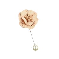 Cloth Brooch, with iron pin & Plastic Pearl, Flower, silver color plated, Korean style & for woman 90mm 