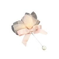 Cloth Brooch, with iron pin & Plastic Pearl, silver color plated, Korean style & for woman 120mm 