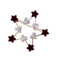 Zinc Alloy Jewelry Brooch, with Cubic Zirconia, Star, gold color plated, for woman 
