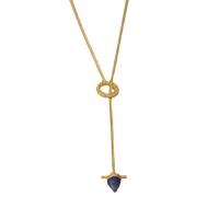 Brass Sweater Chain Necklace, with Lapis Lazuli, gold color plated, fashion jewelry & for woman, gold, 820mm 