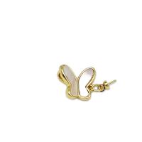 Brass Jewelry Bails, with White Shell, Butterfly, 18K gold plated, DIY 