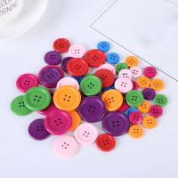 4 Hole Wood Button, Round mixed colors 