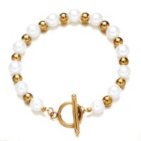 Plastic Pearl Bracelets, 304 Stainless Steel, with Plastic Pearl, fashion jewelry & for woman 