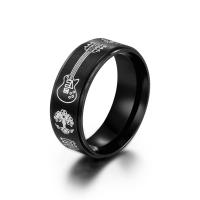 304 Stainless Steel Finger Ring, Guitar, plumbum black color plated, fashion jewelry & for man, black, 7.3mm, US Ring 