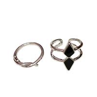 Zinc Alloy Ring Set, silver color plated, 2 pieces & fashion jewelry & for woman & enamel 20mm 