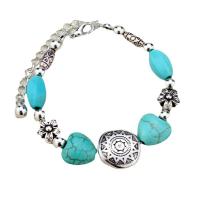 Zinc Alloy Turquoise Bracelets, with turquoise, fashion jewelry & Unisex Approx 7.09 Inch 