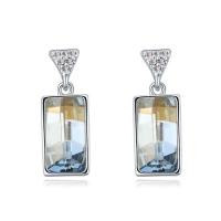 Austrian Crystal Earring, Zinc Alloy, with Austrian Crystal, Rectangle, platinum plated, for woman & faceted 