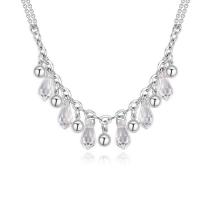 Austrian Crystal Necklace, Brass, with Austrian Crystal, Teardrop, platinum plated, for woman & faceted Approx 38 cm 