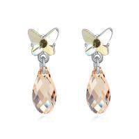 Austrian Crystal Earring, Zinc Alloy, with Austrian Crystal, Teardrop, platinum plated, for woman & faceted 
