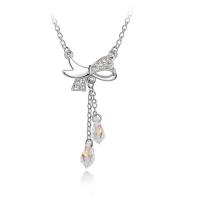 Austrian Crystal Necklace, Zinc Alloy, with Austrian Crystal, Bowknot, platinum plated, for woman & faceted Approx 45 cm 