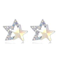 Crystal Jewelry Earring, Zinc Alloy, with Austrian Crystal, Star, platinum plated, for woman & faceted 
