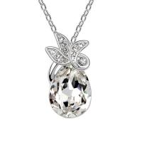Austrian Crystal Necklace, Zinc Alloy, with Austrian Crystal, with 5cm extender chain, platinum plated, for woman & faceted Approx 40 cm 