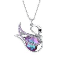 Austrian Crystal Necklace, Zinc Alloy, with Austrian Crystal, with 5cm extender chain, Swan, platinum plated, for woman & faceted Approx 80 cm 
