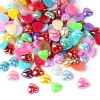 ABS Plastic Pearl Cabochon, Heart, plated, DIY mixed colors 