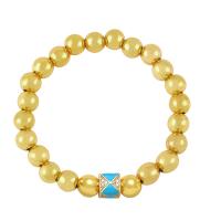 Cubic Zirconia Micro Pave Brass Bracelet, gold color plated, micro pave cubic zirconia & for woman & enamel .1 Inch 