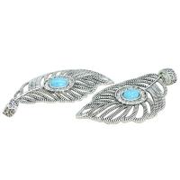 Turquoise Zinc Alloy Pendants, with turquoise, Leaf, antique silver color plated, DIY, silver color 