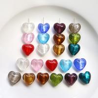 Silver Foil Lampwork Beads, Heart, DIY 