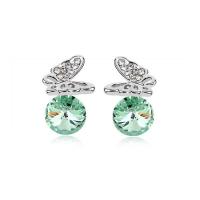 Austrian Crystal Earring, Zinc Alloy, with Austrian Crystal, Butterfly, platinum plated, for woman & faceted 